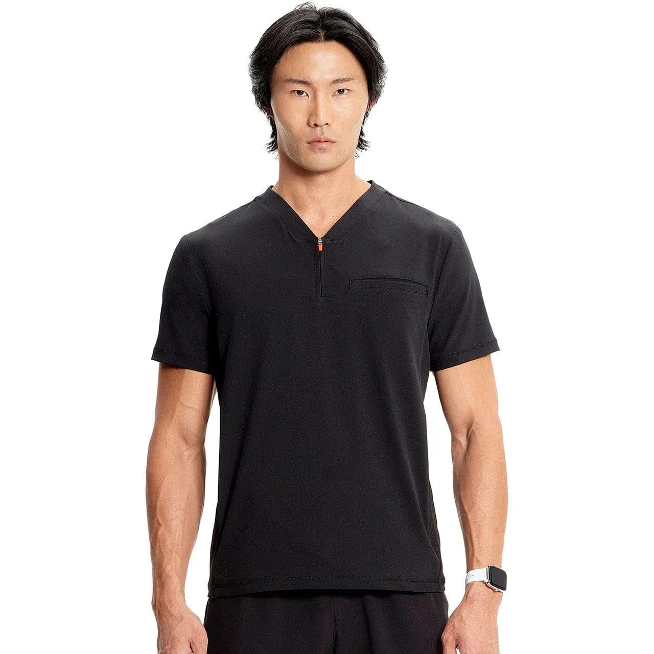 Cherokee Scrub Top Infinity IN702A Mens Partial Zip V-Neck Top Men Top Black