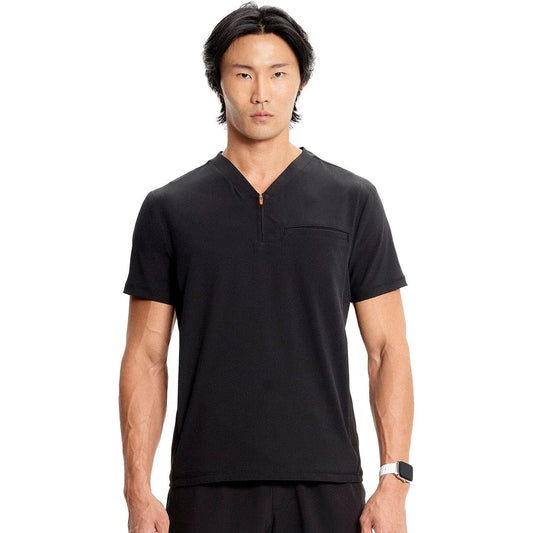 Cherokee Scrub Top Infinity IN702A Mens Partial Zip V-Neck Top Men Top Black