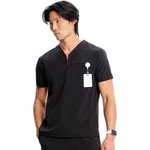 Cherokee Scrub Top Infinity IN702A Mens Partial Zip V-Neck Top Men Top Black