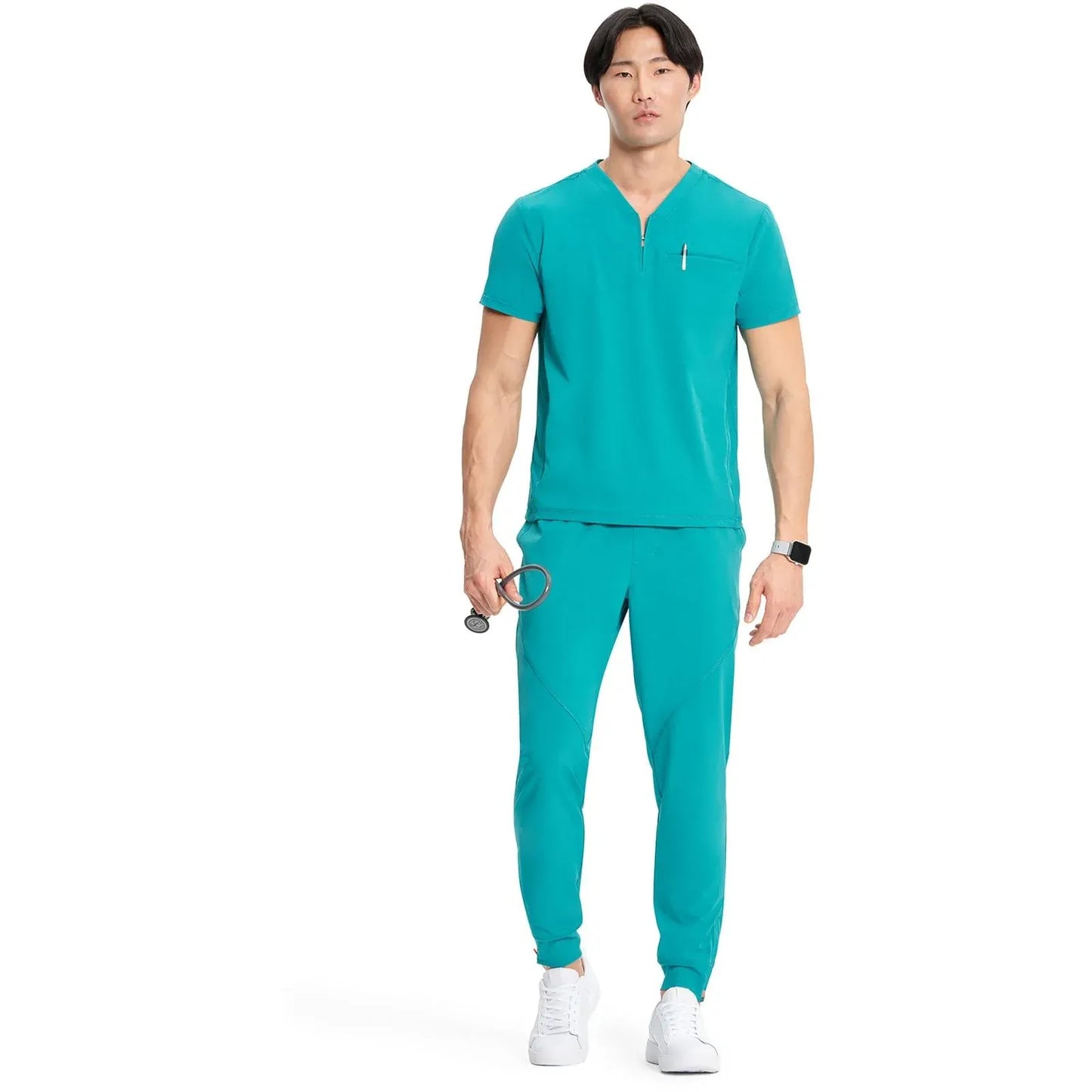 Infinity GNR8 IN702A Mens Partial Zip V-Neck Top Men Top Teal Blue