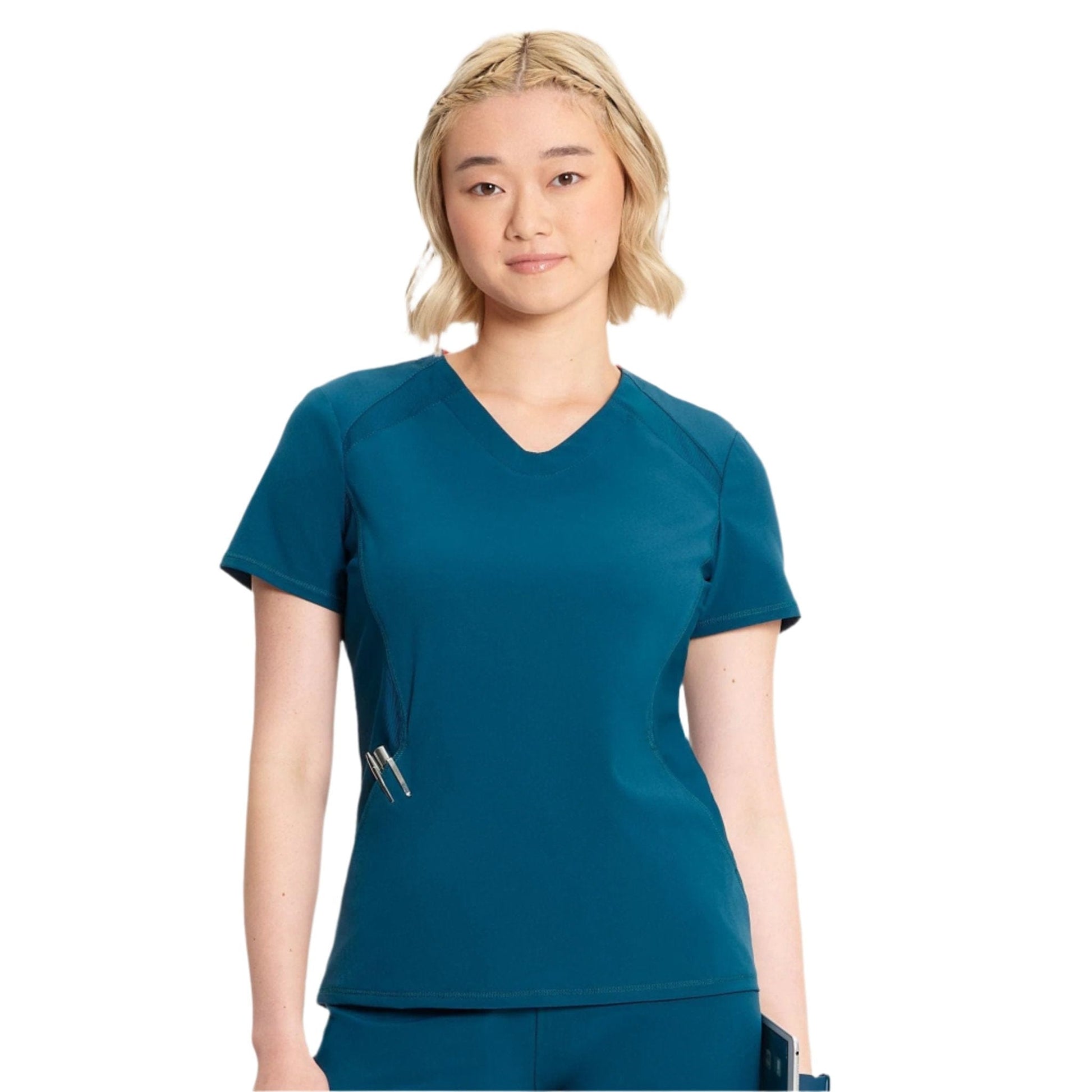 Cherokee 3XL Infinity IN620A V-neck Top Women Top Caribbean Blue