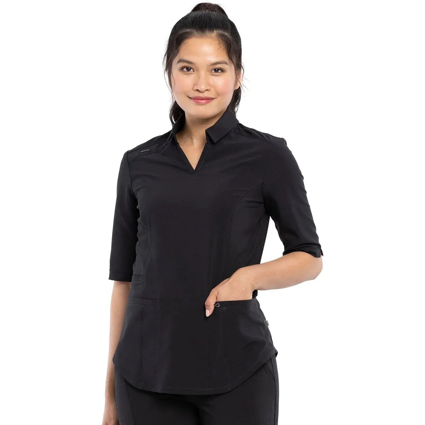 Cherokee Scrubs Top XXS Infinity Scrubs Polo Shirt Black