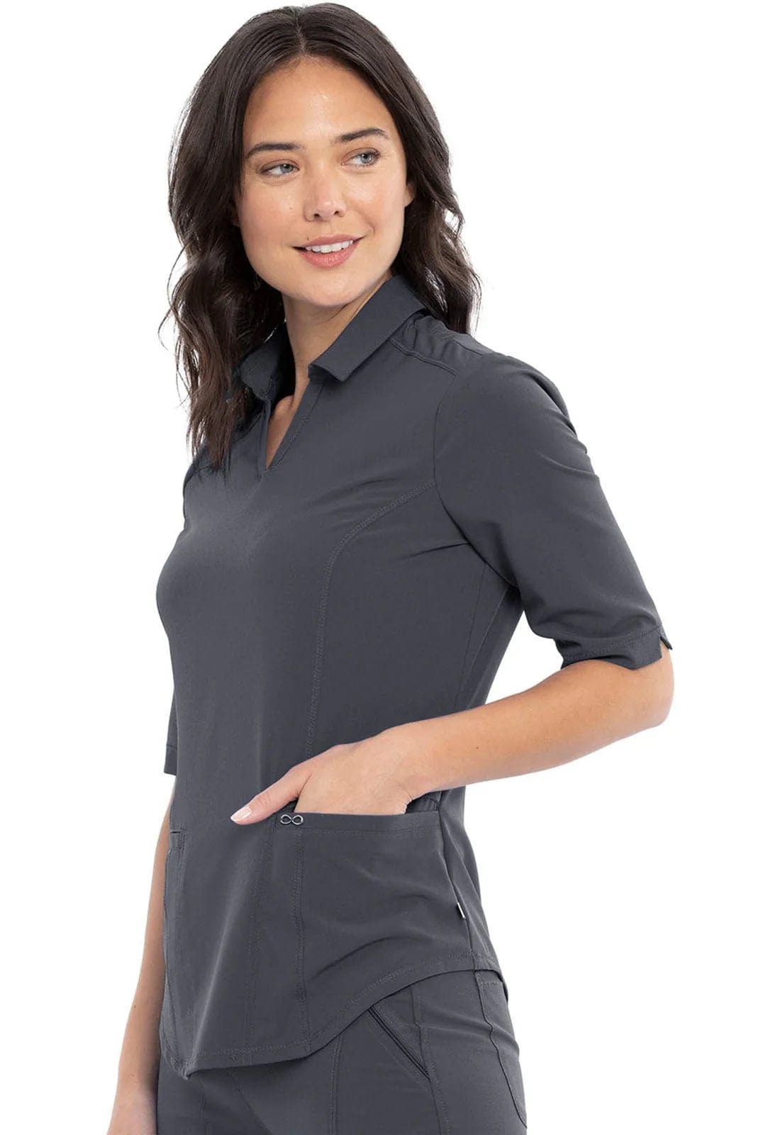 Cherokee Scrubs Top Infinity Scrubs Polo Shirt Pewter