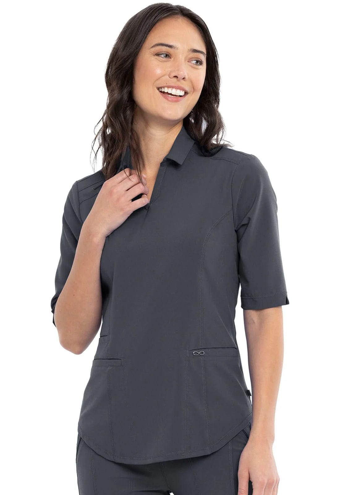 Cherokee Scrubs Top Infinity Scrubs Polo Shirt Pewter