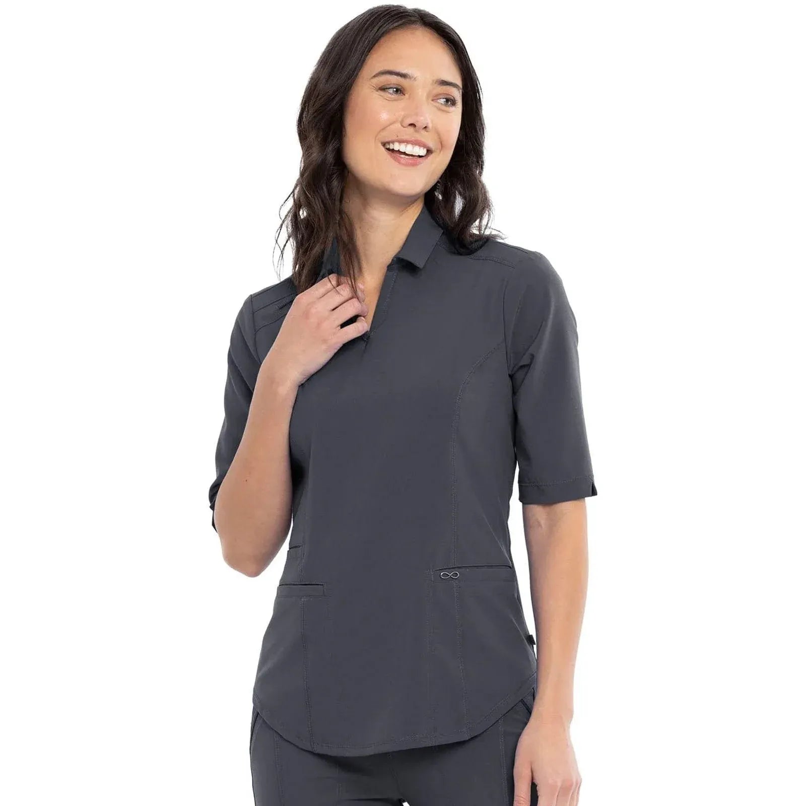 Cherokee Scrubs Top Infinity Scrubs Polo Shirt Pewter