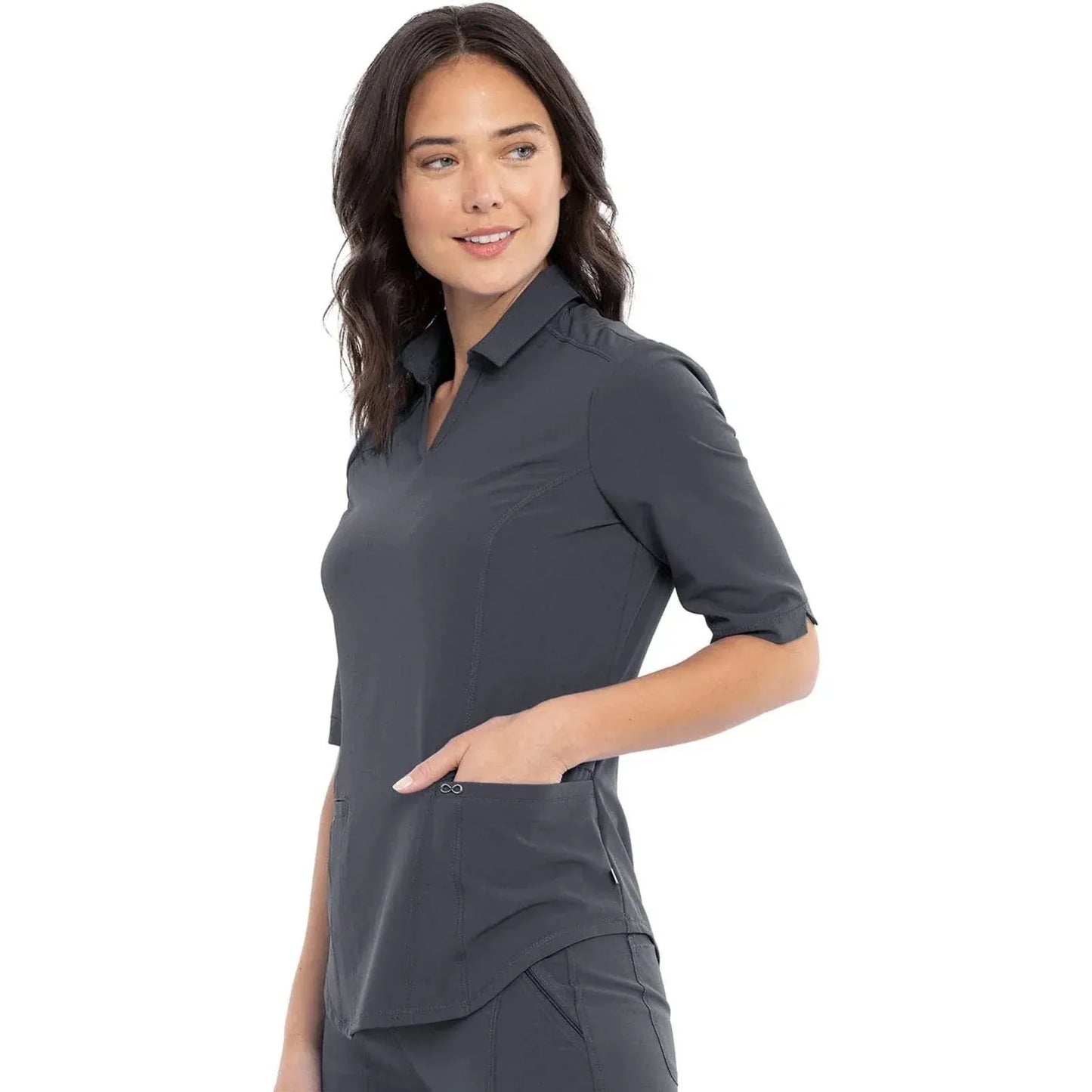 Cherokee Scrubs Top Infinity Scrubs Polo Shirt Pewter