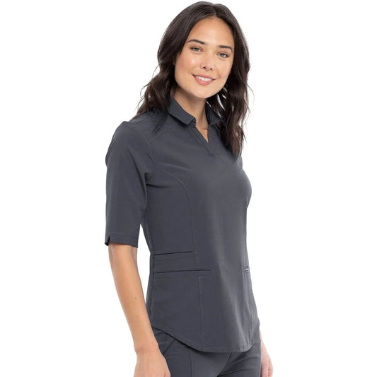 Cherokee Scrubs Top XXS Infinity Scrubs Polo Shirt Pewter