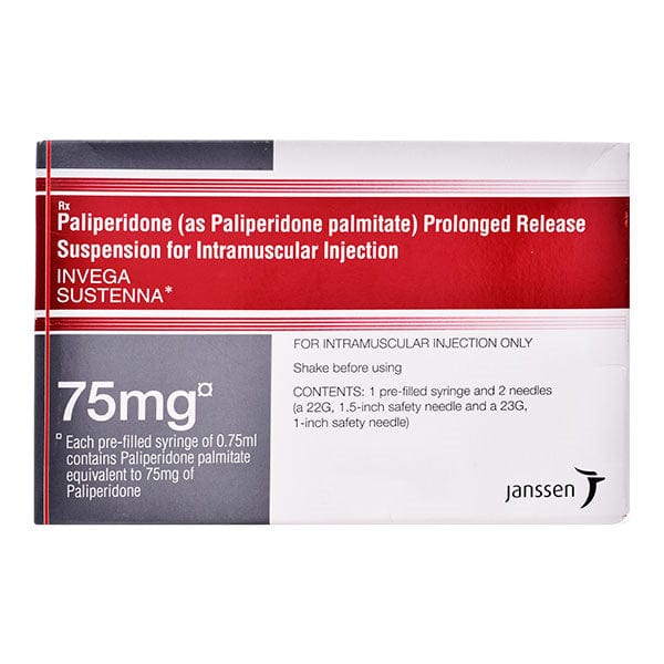 Janssen Pharmaceuticals Antipsychotics Invega Sustenna Injection 75mg - Long Acting Antipsychotic for Schizophrenia
