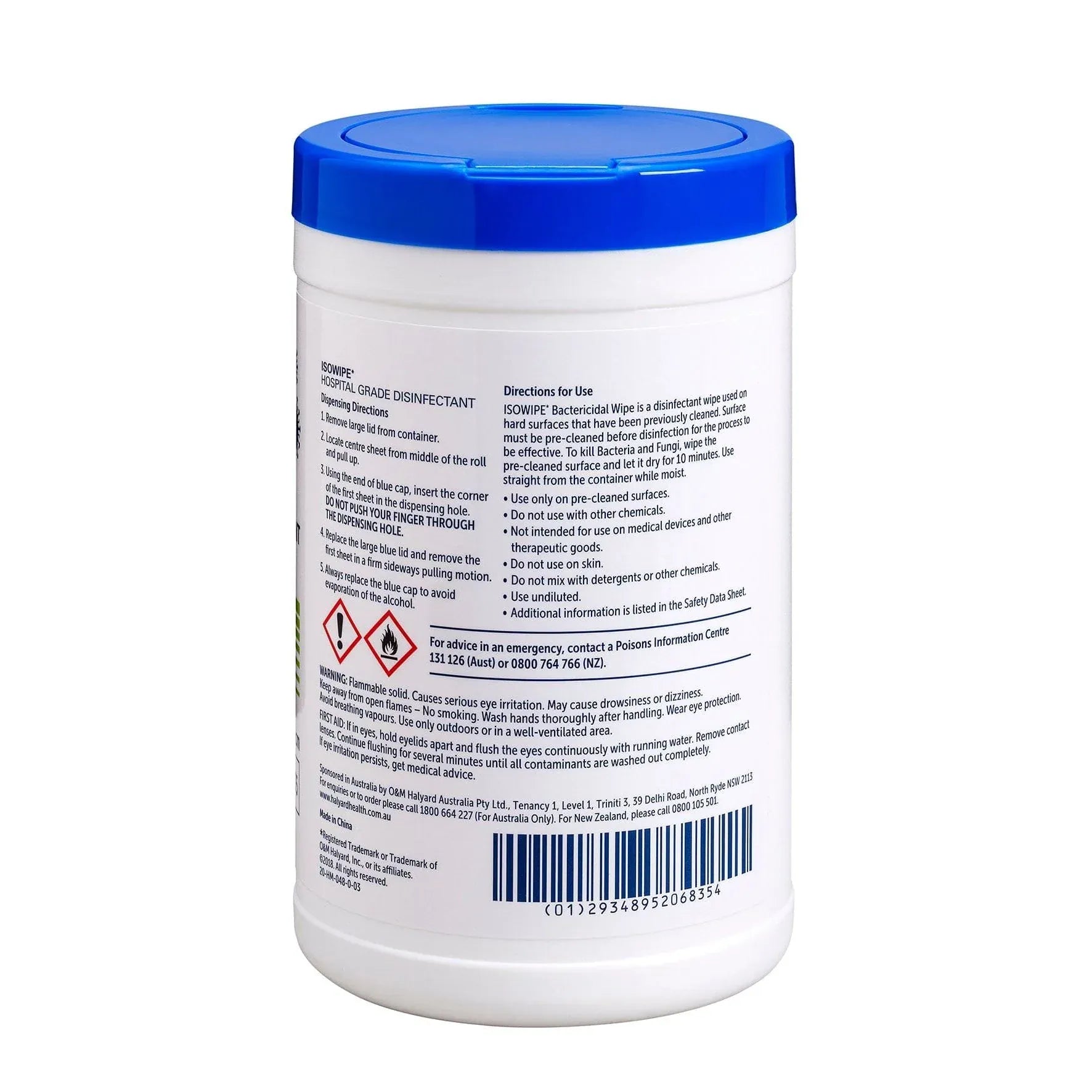 Halyard Surface Wipes ISOWIPE Bactericidal Wipes