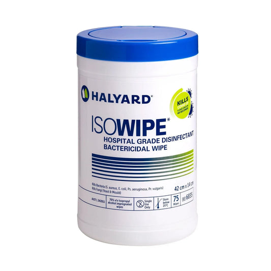 Halyard Surface Wipes Canister ISOWIPE Bactericidal Wipes
