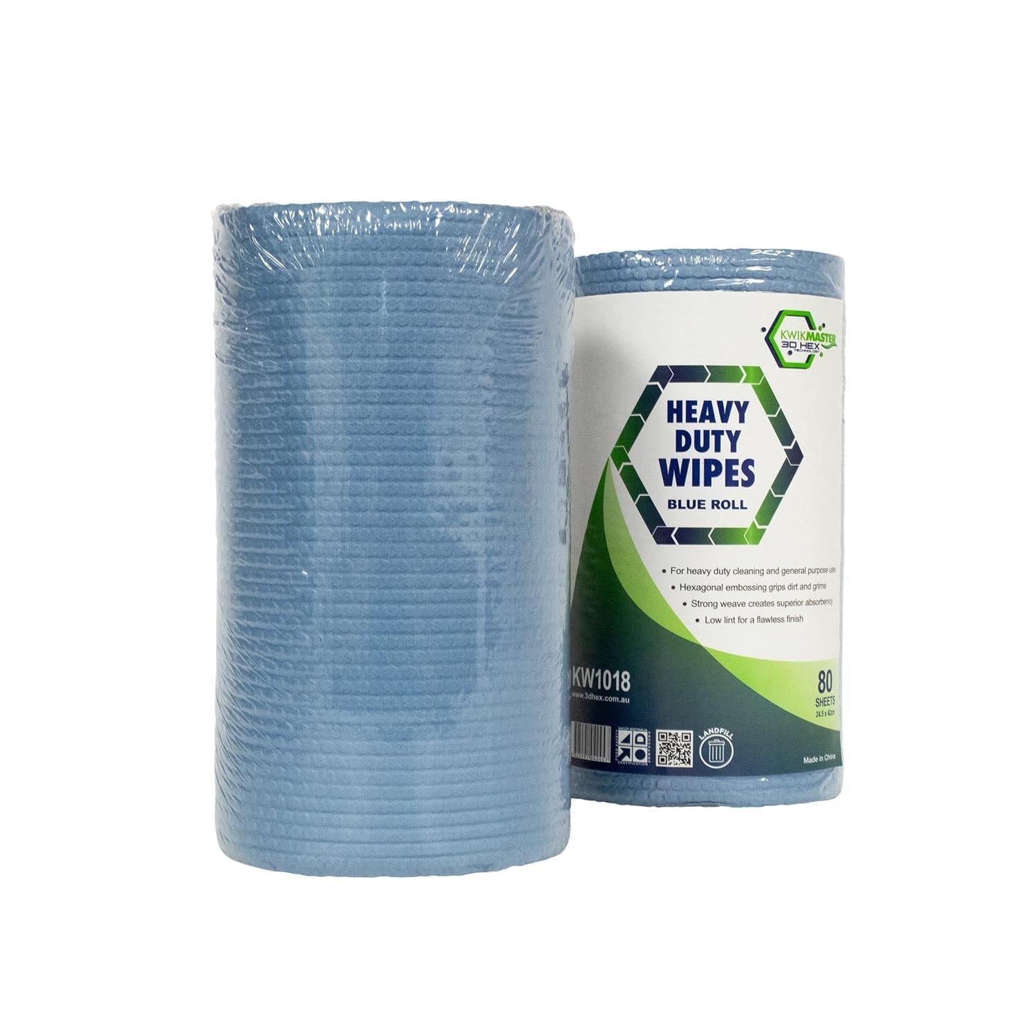 Kwikmaster Cleaning & Washroom Supplies Kwikmaster 3D Hex Wiper Blue Roll
