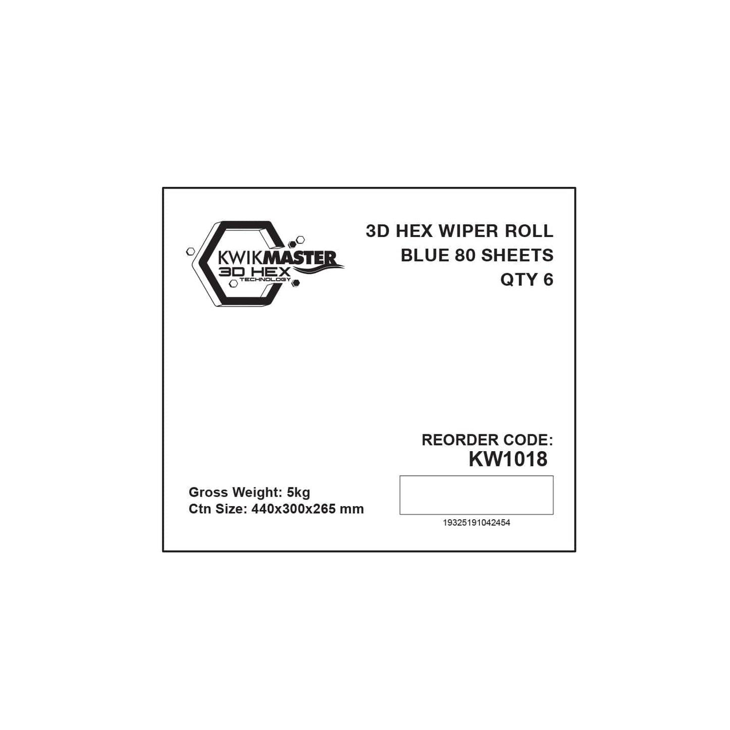 Kwikmaster Cleaning & Washroom Supplies Kwikmaster 3D Hex Wiper Blue Roll