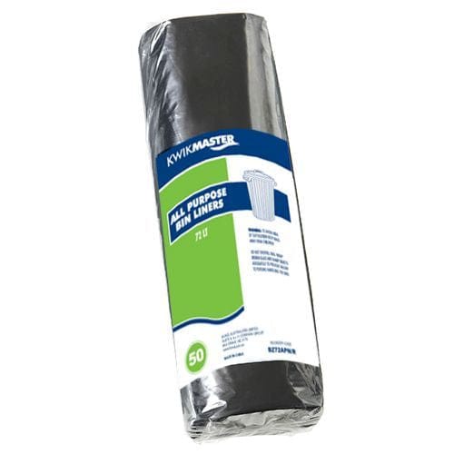 Kwikmaster Cleaning & Washroom Supplies Carton of 250 Kwikmaster Bin Liner All Purpose Roll Black 70 to77L