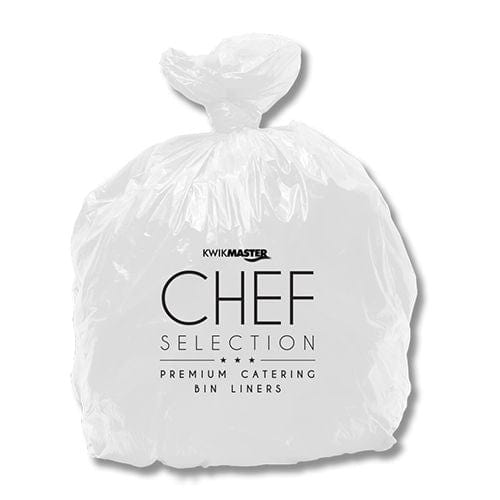 Kwikmaster Cleaning & Washroom Supplies Carton of 400 Kwikmaster Bin Liner Chef Selection Heavy Duty White 80L