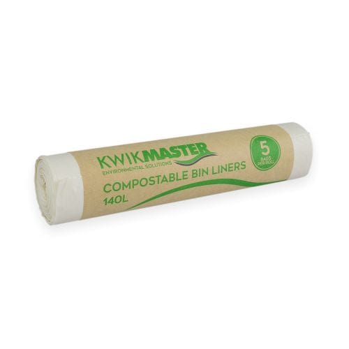 Kwikmaster Cleaning & Washroom Supplies Carton of 100 Kwikmaster Bin Liner Compostable 140L