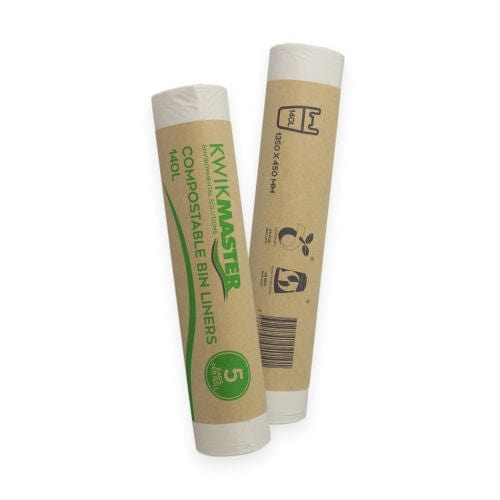 Kwikmaster Cleaning & Washroom Supplies Carton of 100 Kwikmaster Bin Liner Compostable 140L
