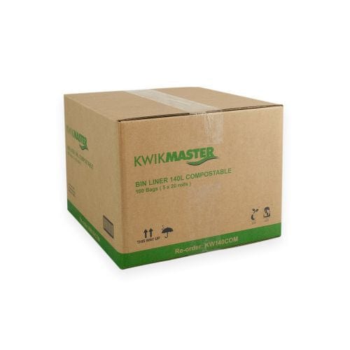 Kwikmaster Cleaning & Washroom Supplies Carton of 100 Kwikmaster Bin Liner Compostable 140L