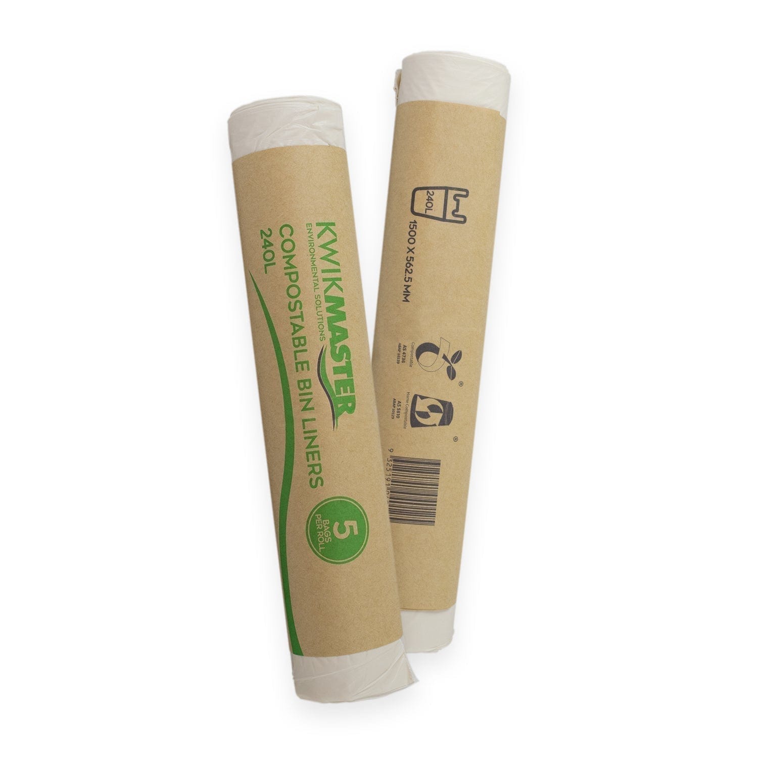 Kwikmaster Cleaning & Washroom Supplies Carton of 120 Kwikmaster Bin Liner Compostable 240L