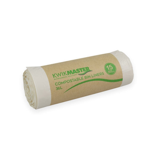 Kwikmaster Cleaning & Washroom Supplies Carton of 300 Kwikmaster Bin Liner Compostable 36L