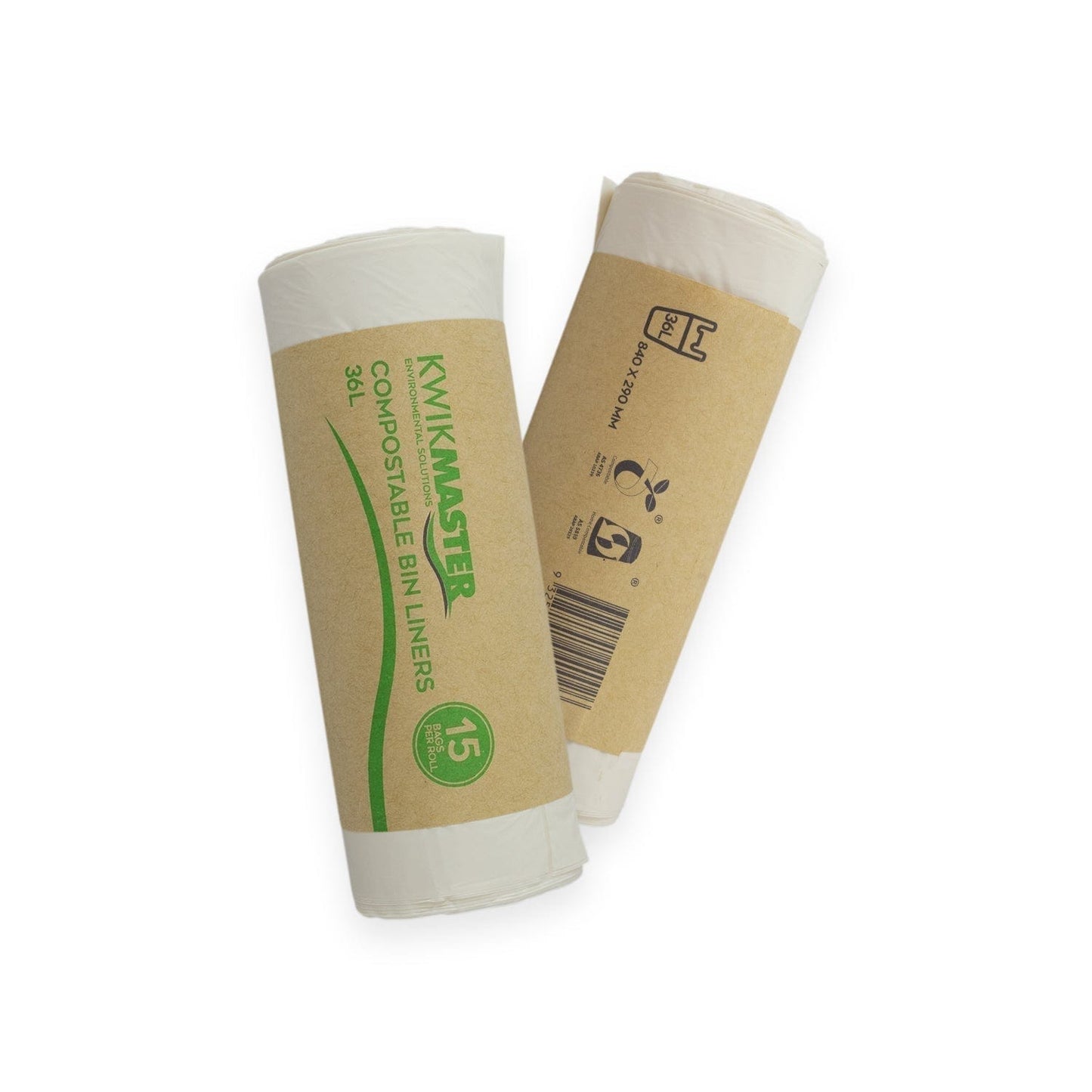 Kwikmaster Cleaning & Washroom Supplies Carton of 300 Kwikmaster Bin Liner Compostable 36L