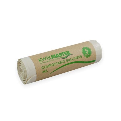 Kwikmaster Cleaning & Washroom Supplies Carton of 150 Kwikmaster Bin Liner Compostable 60L