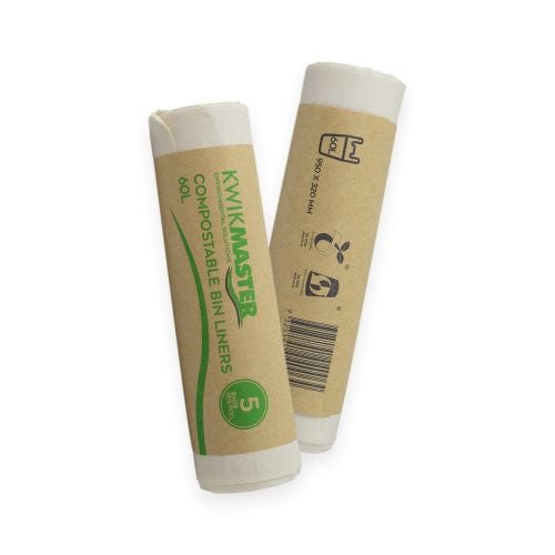 Kwikmaster Cleaning & Washroom Supplies Carton of 150 Kwikmaster Bin Liner Compostable 60L