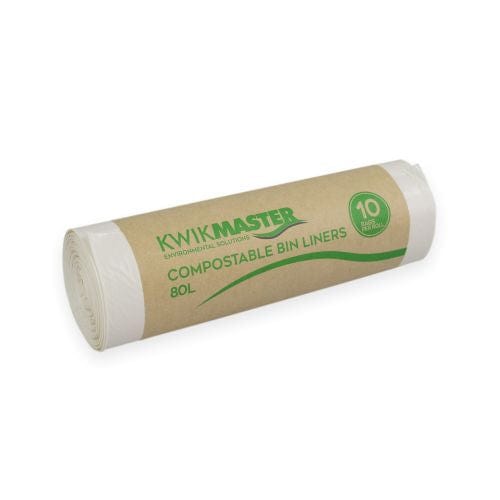 Kwikmaster Cleaning & Washroom Supplies Carton of 120 Kwikmaster Bin Liner Compostable 80L