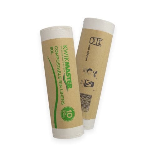 Kwikmaster Cleaning & Washroom Supplies Carton of 120 Kwikmaster Bin Liner Compostable 80L