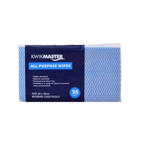 Kwikmaster Cleaning & Washroom Supplies Carton of 350 Kwikmaster Cleaning Wipes All Purpose Flat Pack Blue 60cm x30cm