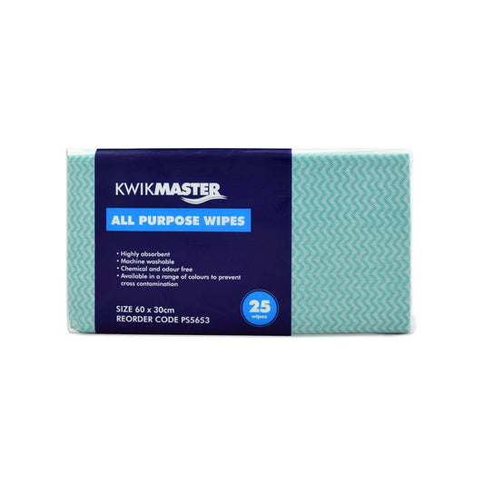 Kwikmaster Cleaning & Washroom Supplies Carton of 350 Kwikmaster Cleaning Wipes All Purpose Flat Pack Green 60 x30cm
