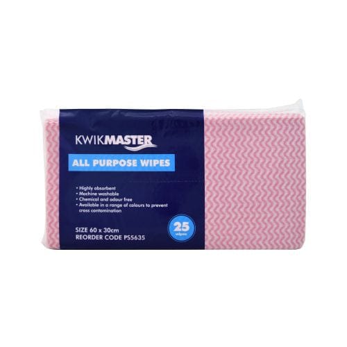 Kwikmaster Cleaning & Washroom Supplies Carton of 350 Kwikmaster Cleaning Wipes All Purpose Flat Pack Pink 60cm x30cm