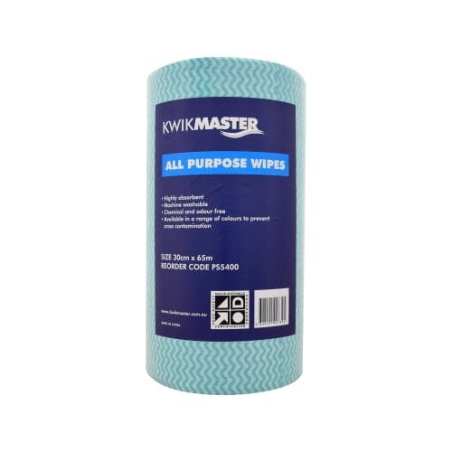 Kwikmaster Cleaning & Washroom Supplies Carton of 6 Kwikmaster Cleaning Wipes All Purpose Roll Green 30cm x60M