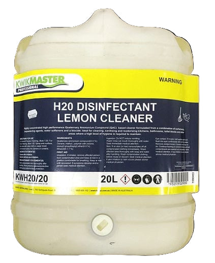 Kwikmaster Professional Cleaning & Washroom Supplies Drum of 1 Kwikmaster Disinfectant Lemon Cleaner 20L
