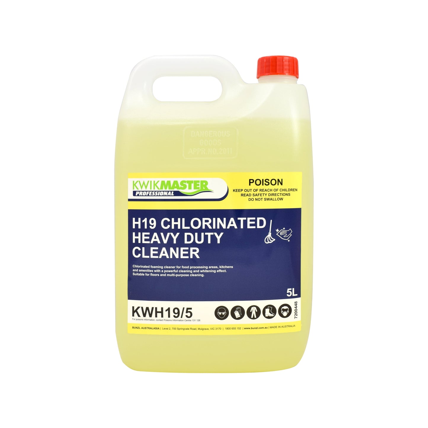 Kwikmaster Professional Cleaning & Washroom Supplies Carton of 3 Kwikmaster H19 Chlorinated Heavy Duty Cleaner 5L