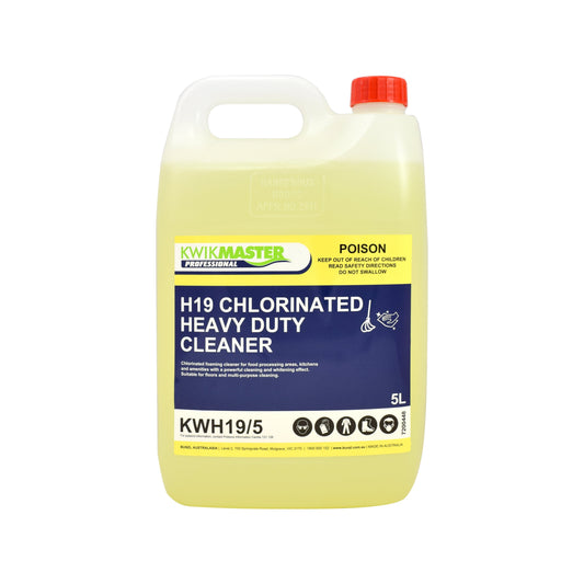 Kwikmaster Professional Cleaning & Washroom Supplies Carton of 3 Kwikmaster H19 Chlorinated Heavy Duty Cleaner 5L