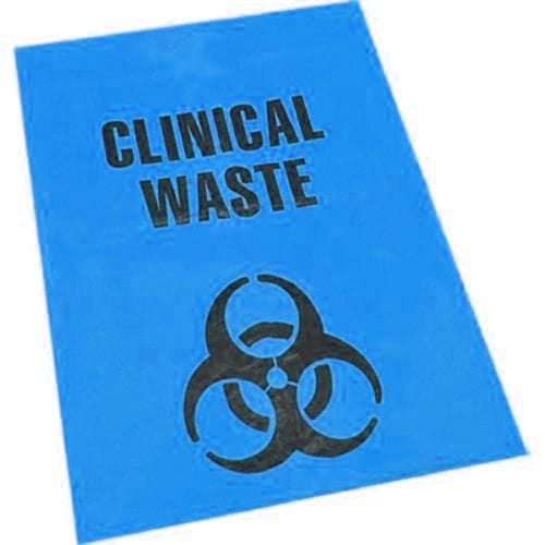 Kwikmaster Cleaning & Washroom Supplies Carton of 250 Kwikmaster Hospital Waste Bin Liner Flat Pack Blue 65L 65L