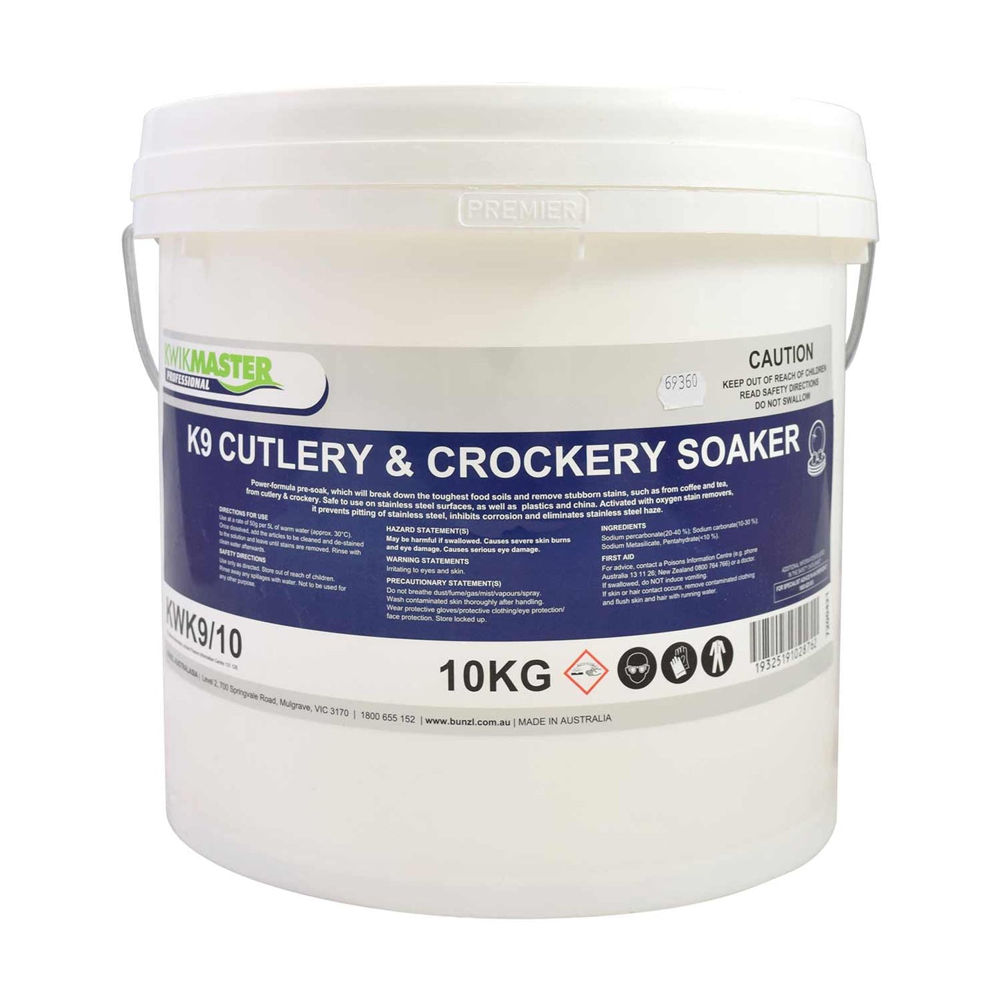 Kwikmaster Professional Cleaning & Washroom Supplies Carton of 1 Kwikmaster K9 Cutlery & Crockery Soaker 10kg