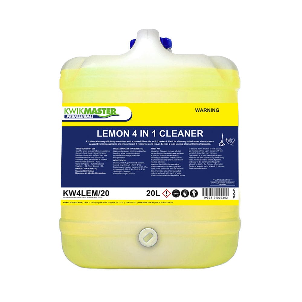 Kwikmaster Professional Drum of 1 Kwikmaster Professional 4 In 1 Cleaner Lemon 20L