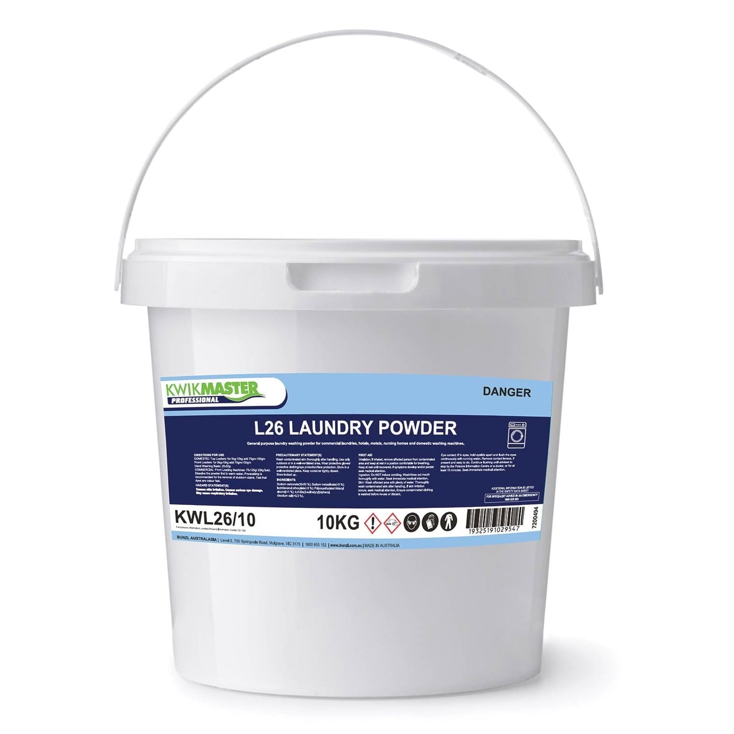 Kwikmaster Professional Cleaning & Washroom Supplies Carton of 1 Kwikmaster Professional Laundry Powder 10kg