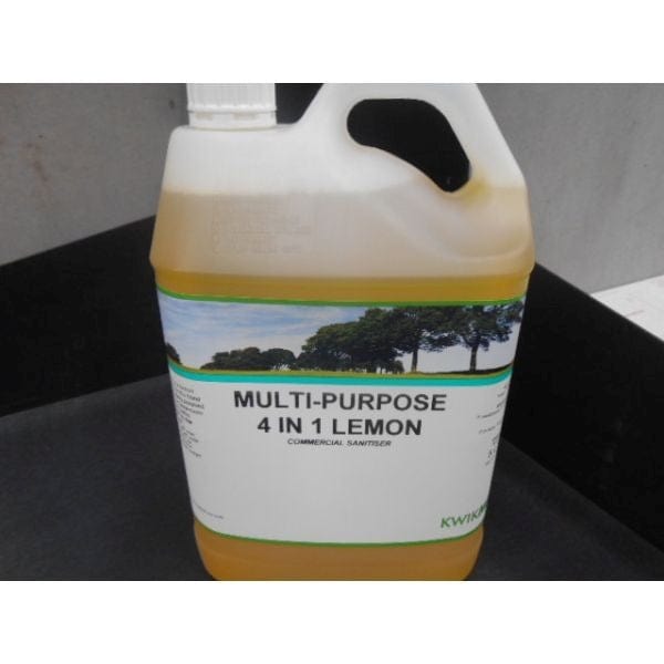Kwikmaster Professional Cleaning & Washroom Supplies Carton of 4 Kwikmaster Professional Multipurpose Sanitiser 4 In 1 Lemon 5L