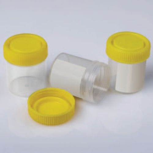 LabServ Container PS with Yellow PE Cap Gamma Sterilised Labelled Screwcap 70ml