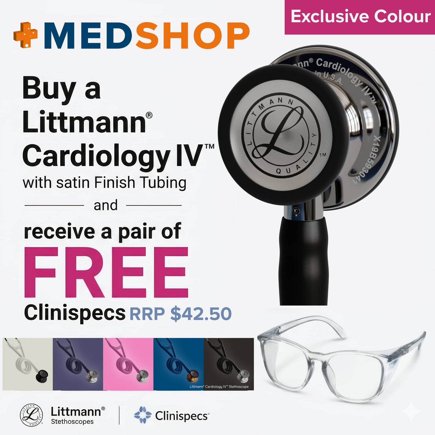 Littmann Cardiology IV Stethoscope Mirror Chestpiece SATIN in Black 6177C
