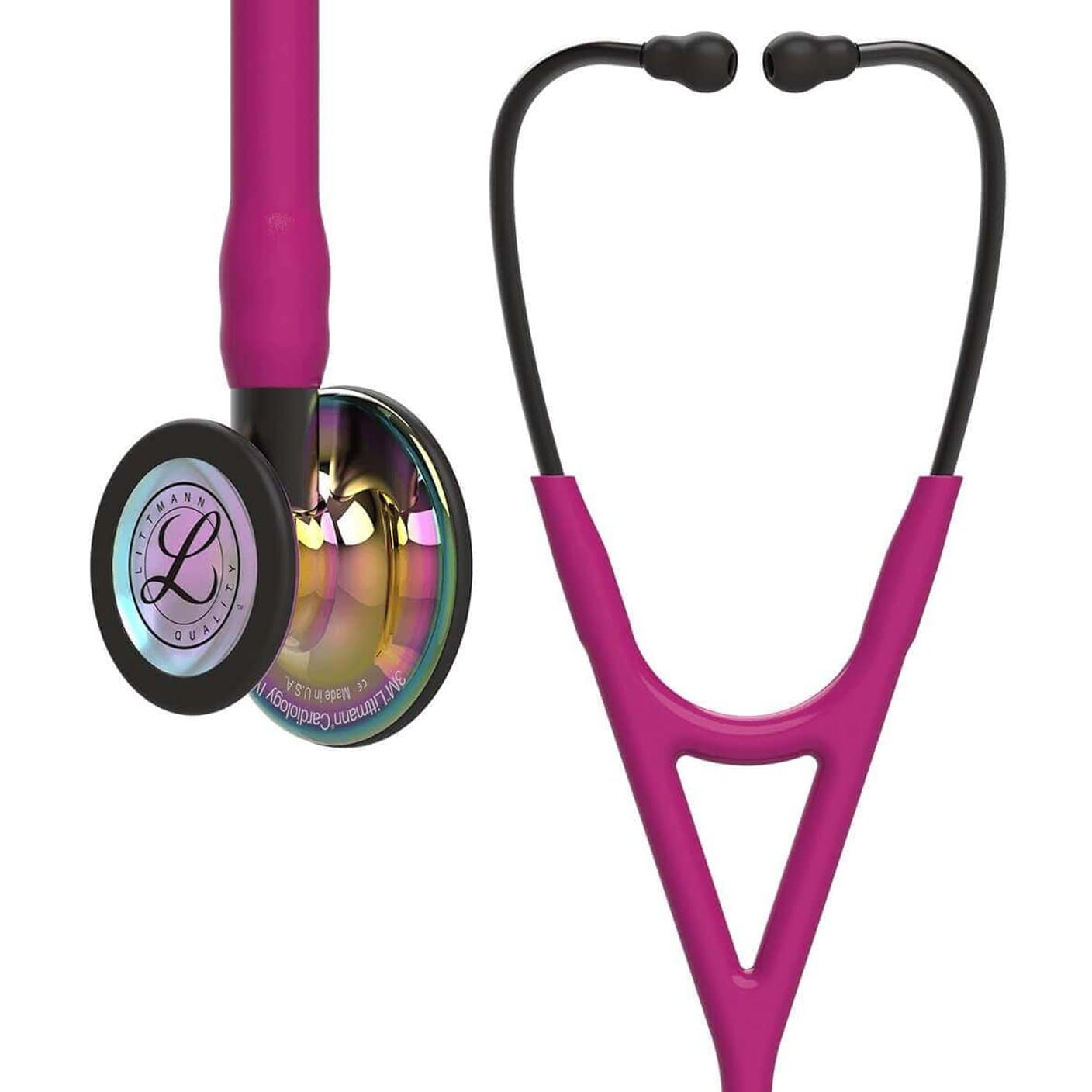 Littmann Cardiology Stethoscopes Littmann Cardiology IV Stethoscope Polished Rainbow Raspberry Stem 6241