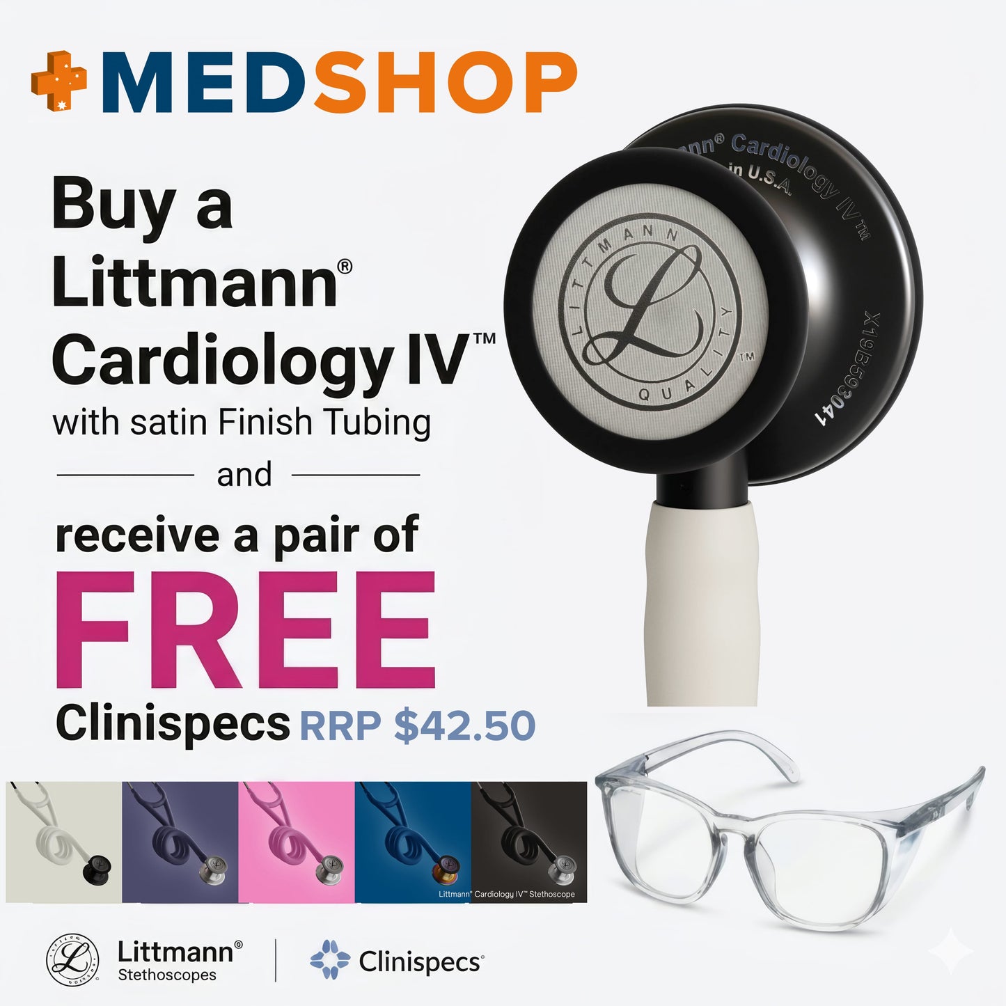 Littmann Cardiology IV Stethoscope SATIN in Alabaster on Black 6186C