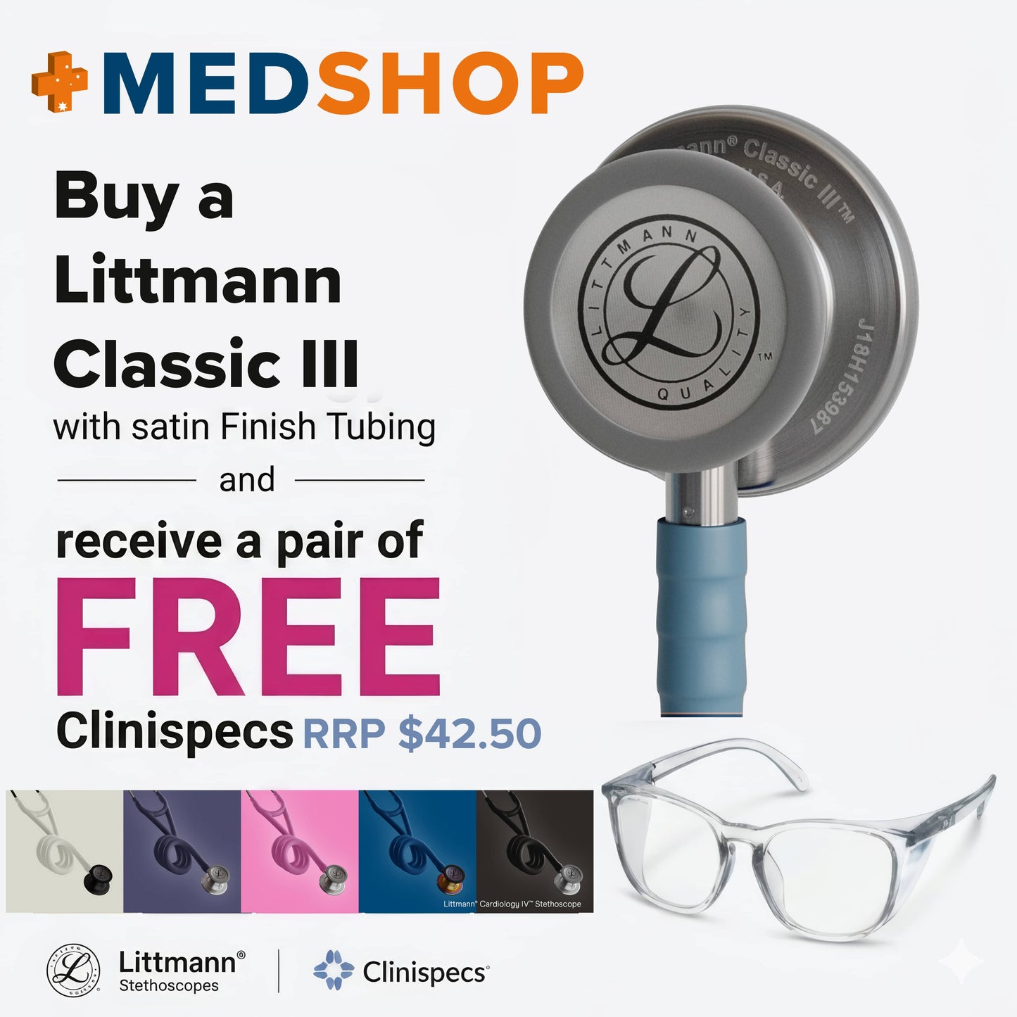 Littmann Classic III Stethoscope Stainless-finish Chestpiece SATIN in Caribbean Blue 5623C