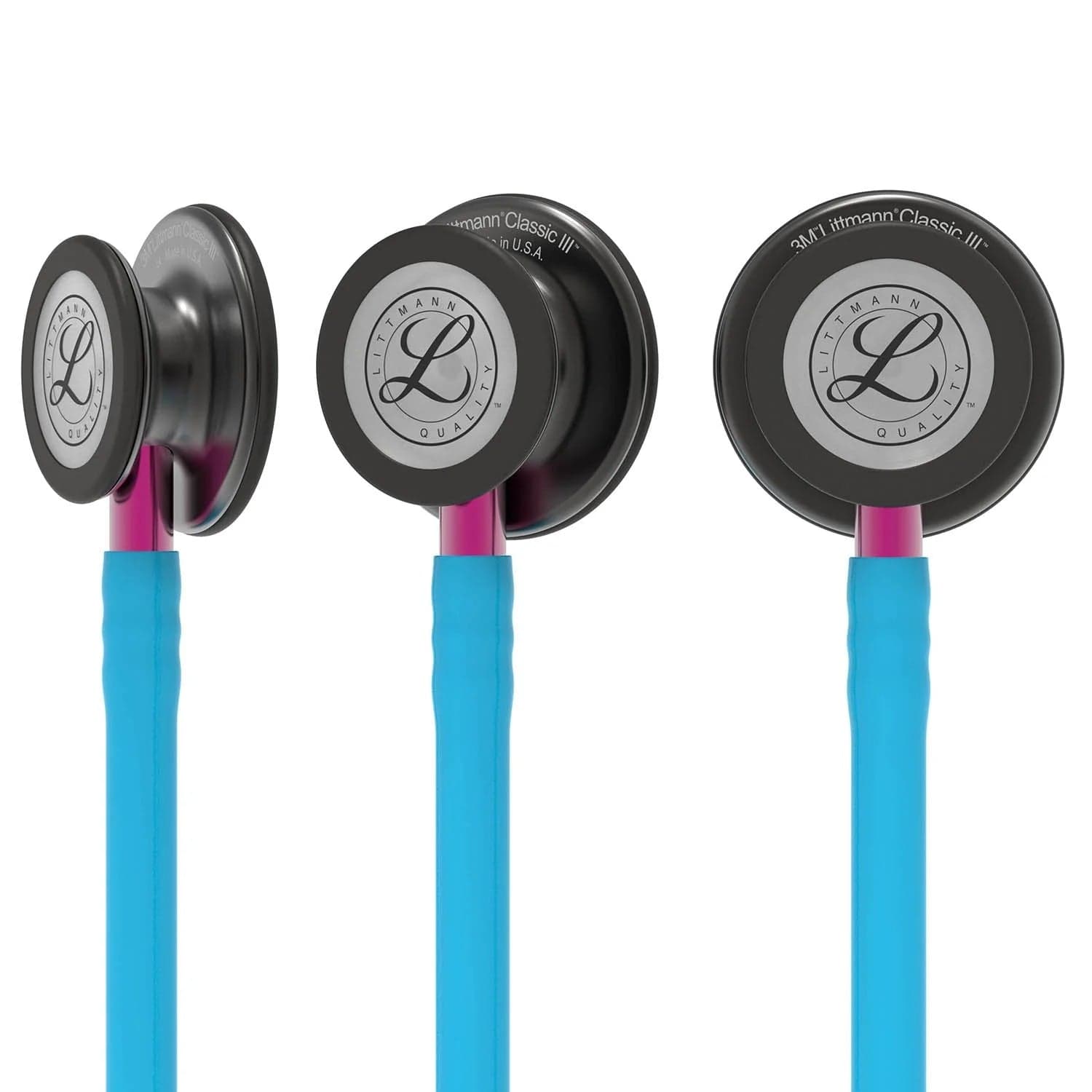 Littmann Classic Stethoscopes Littmann Classic III Stethoscope Smoke/Turquoise Pink Stem 5872