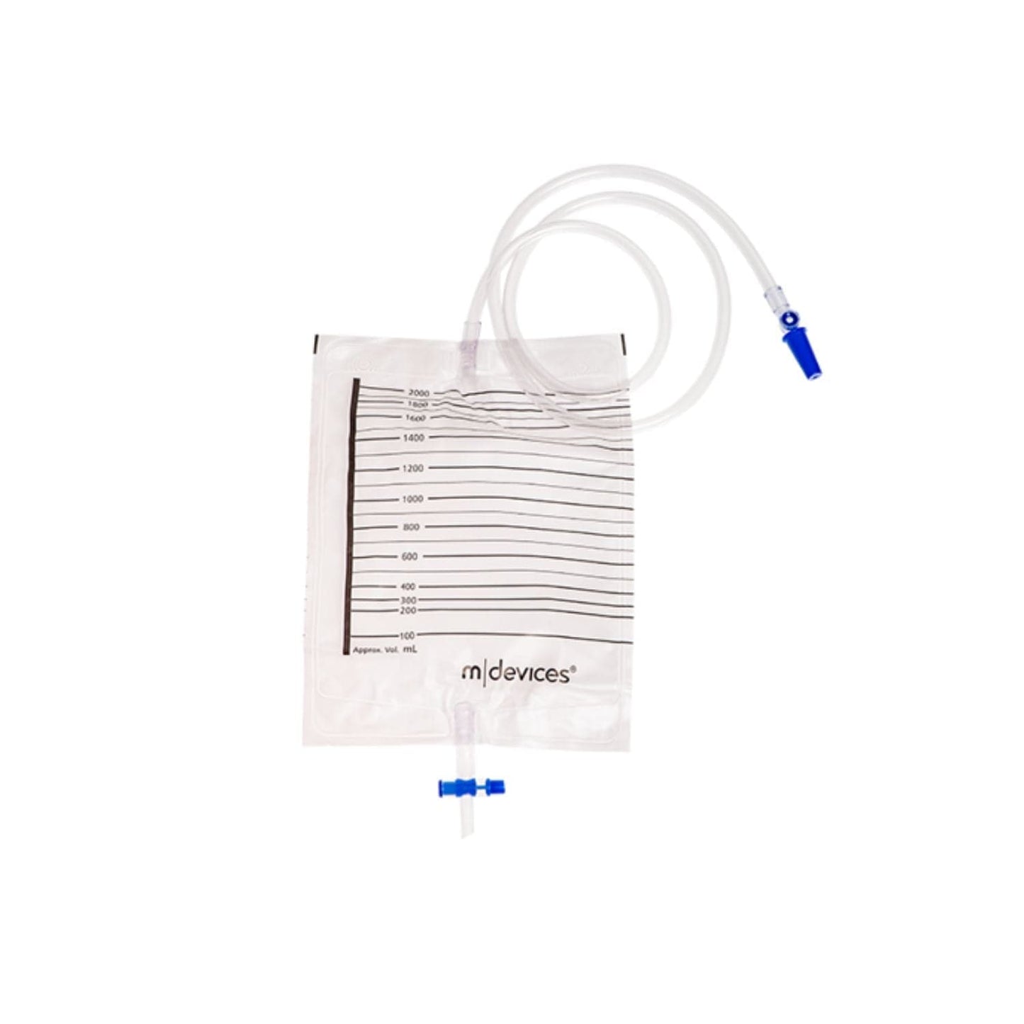 M-Devices Bag Bed 2000ml T-Tap Nrv Sample Port 120cm Tubing