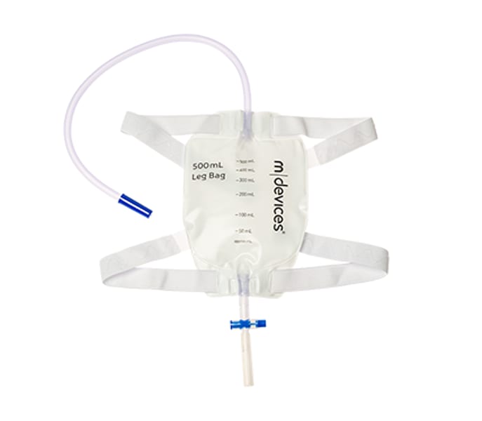 Mdevices Leg Bag With Silicone Lined Straps & Fabric Fastener 500mL Unisex 50cm Tube