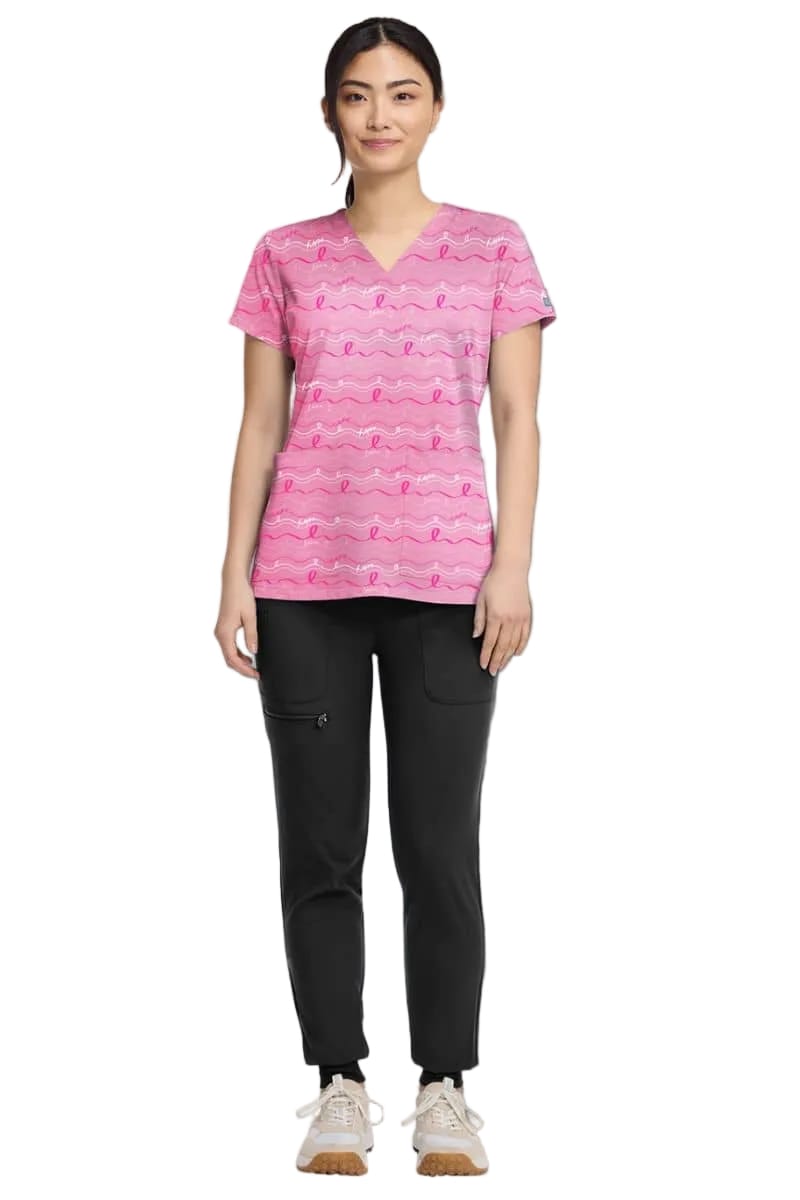 Med Couture V-Neck Print Scrubs Top In the Loop