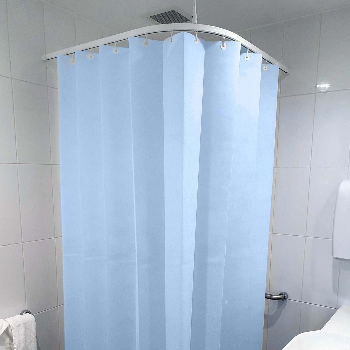 Haines Disposable Shower Curtain 2.5m x 1.8m White. Antimicrobial and fire retar